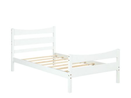 Twin Size Rustic Style Platform Bed Frame with Headboard and Footboard-White For Cheap