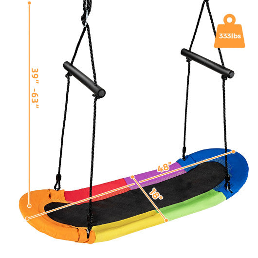 Saucer Tree Swing Surf Kids Outdoor Adjustable Oval Platform Set with Handle-Color Fashion