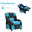 Kids Youth PU Leather Gaming Sofa Recliner with Headrest and Footrest-Blue For Discount