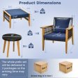 5 Piece Patio Furniture Set with Coffee Table and 2 Ottomans-Navy For Cheap