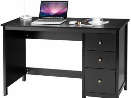 3-Drawer Home Office Study Computer Desk with Spacious Desktop-Black on Sale