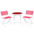 3 Pieces Patio Folding Bistro Set for Balcony or Outdoor Space-Red Sale