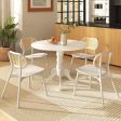 Wooden Dining Table with Round Tabletop and Curved Trestle Legs-White Fashion