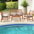 4 Pieces Outdoor Furniture Set with Stable Acacia Wood Frame-Gray Online