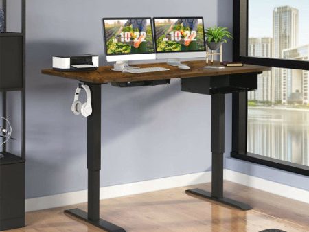 48-inch Electric Height Adjustable Standing Desk with Control Panel-Rustic Brown on Sale