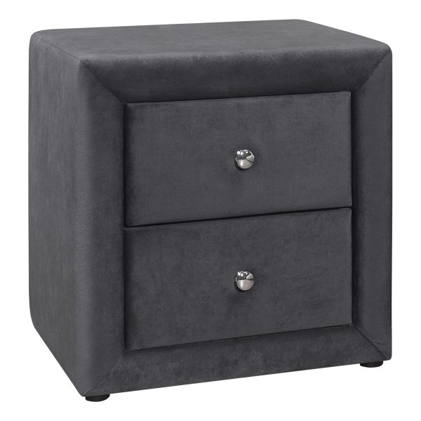 21  Dark Gray Velvet Two Drawer Nightstand on Sale