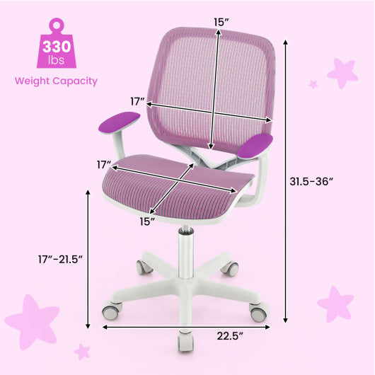 Swivel Mesh Children Computer Chair with Adjustable Height-Purple Online Sale