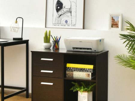 3-Drawer Mobile Lateral File Cabinet Printer Stand-Espresso Hot on Sale