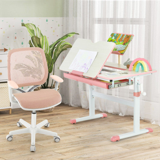 Swivel Mesh Children Computer Chair with Adjustable Height-Pink Supply