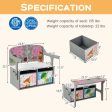 3 in 1 Kids Convertible Activity Bench with 2 Removable Fabric Bins-Gray Online Sale