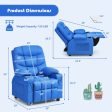 PU Leather Kids Recliner Chair with Cup Holders and Side Pockets-Blue Fashion