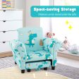 Kids Single Sofa with Cute Patterns  Ergonomic Backrest and Armrests-Blue Online