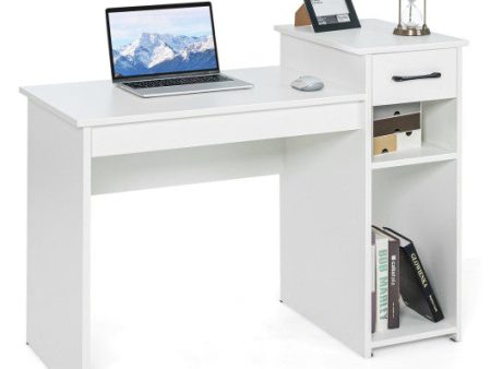 Computer Desk PC Laptop Table with Drawer and Shelf-White Online now