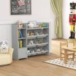 4-Tier Kids Bookshelf and Toy Storage Rack with 8 Toy Organizer Bins-Grey Online Sale