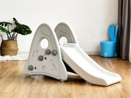 Freestanding Baby Slide Indoor First Play Climber Slide Set for Boys Girls -Gray on Sale