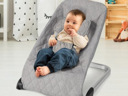 Baby Bouncer Seat with Aluminum and Metal Frame-Light Gray Supply