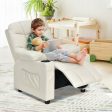 PU Leather Kids Recliner Chair with Cup Holders and Side Pockets-Beige Online Sale