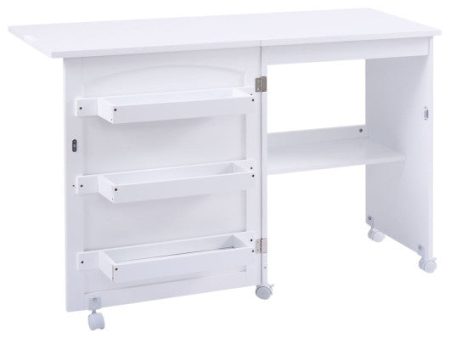 White Folding Swing Craft Table Storage Shelves Cabinet Online now