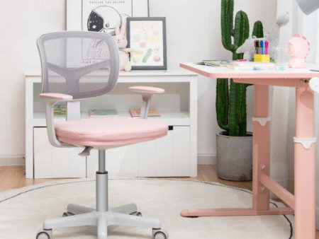 Adjustable Desk Chair with Auto Brake Casters for Kids-Pink Cheap