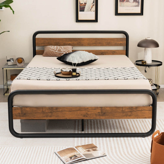 Arc Platform Bed with Headboard and Footboard-Queen Size Online Hot Sale