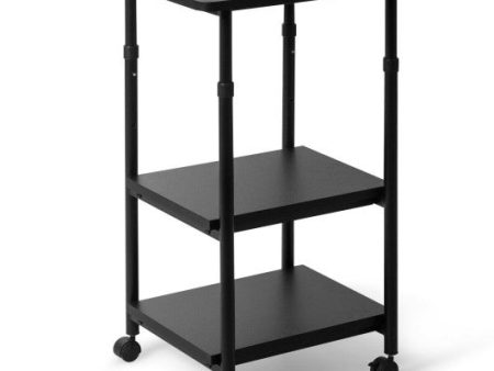 3-tier Adjustable Printer Stand with 360° Swivel Casters-Black For Cheap