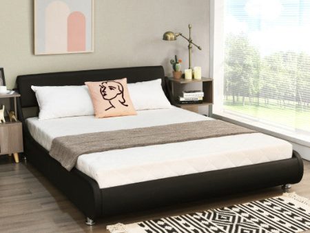 Full Size Faux Leather Upholstered Platform Bed Adjustable Headboard-Black Cheap