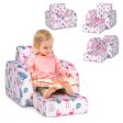 3-in-1 Convertible Kid Sofa Bed Flip-Out Chair Lounger for Toddler-Pink Supply