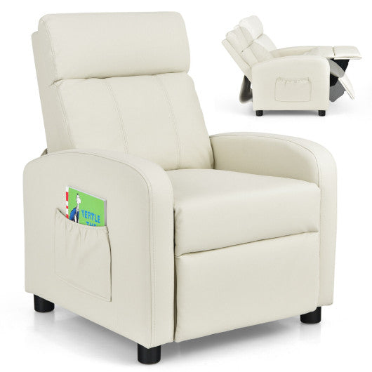 Ergonomic PU Leather Kids Recliner Lounge Sofa for 3-12 Age Group-White Online now