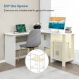 Large Modern L-shaped Computer Desk with 2 Cable Holes and 2 Storage Shelves-White Fashion