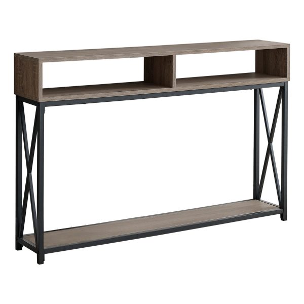 47  Taupe and Black Frame Console Table With Shelves Online now