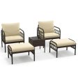 5 Piece Patio Conversation Set with Ottomans and Coffee Table Online