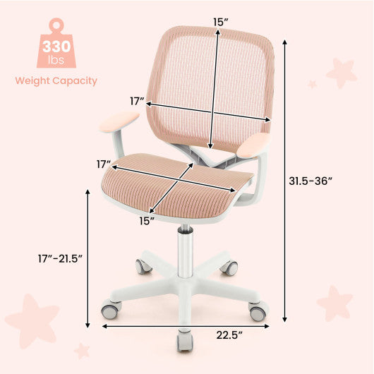 Swivel Mesh Children Computer Chair with Adjustable Height-Pink Supply