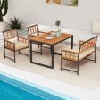 4 Pieces Acacia Wood Patio Dining Set with 1 Rectangular Table-Natural Supply