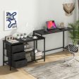 L-shaped Computer Desk with Power Outlet for Working Studying Gaming-Black For Cheap