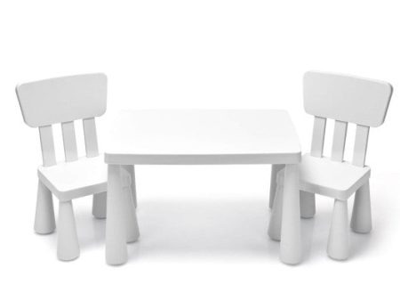 3 Pieces Toddler Multi Activity Play Dining Study Kids Table and Chair Set-White on Sale