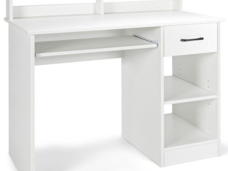 Study Laptop Table with Drawer and Keyboard Tray-White For Cheap