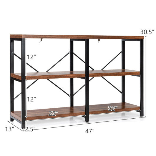 3 Tier 47 Inch Console Metal Frame Sofa Table-Rustic Brown Online now