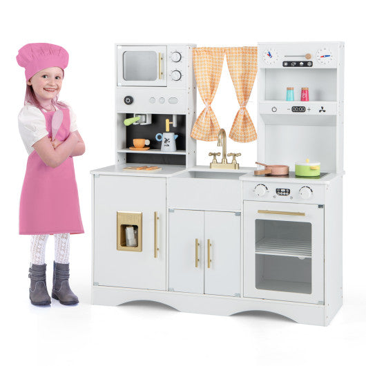 Kids Kitchen Playset with Microwave and Coffee Maker for Ages 3+-White For Cheap