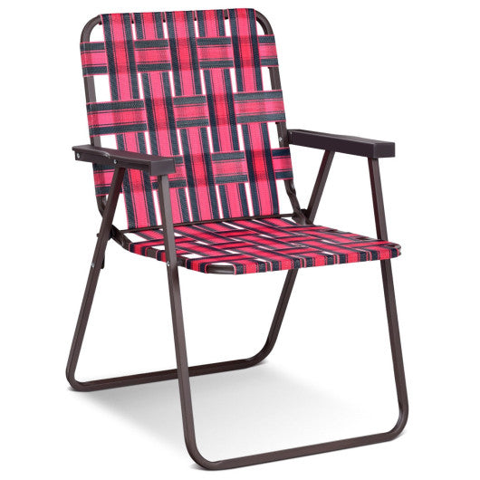 6 Pieces Folding Beach Chair Camping Lawn Webbing Chair-Red For Cheap