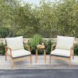 3 Pieces Patio Furniture Set with Cushioned Chairs and Tempered Glass Side Table-Brown Fashion