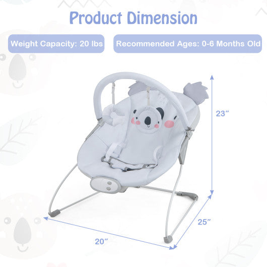 Portable Baby Bouncer Infant Rocker Seat with Detachable Toy Bar-Gray For Cheap