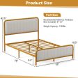 Upholstered Gold Platform Bed Frame with Velvet Headboard-Full Size Supply