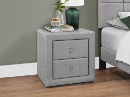 21  Gray Linen Blend Two Drawer Nightstand Discount