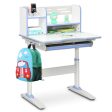 Kids Multifunctional Writing Desk with Tilt Desktop and Book Shelf-Blue Online Sale