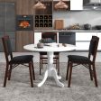 Wooden Dining Table with Round Tabletop and Curved Trestle Legs-White Fashion