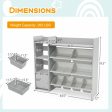 4-Tier Kids Bookshelf and Toy Storage Rack with 8 Toy Organizer Bins-Grey Online Sale