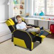 Kids Youth PU Leather Gaming Sofa Recliner with Headrest and Footrest-Yellow Fashion