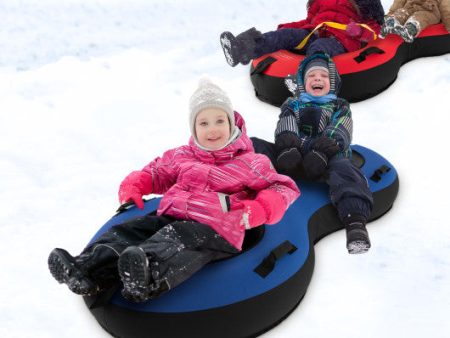 80 Inch 2-Person Inflatable Snow Sled for Kids and Adults-Blue on Sale