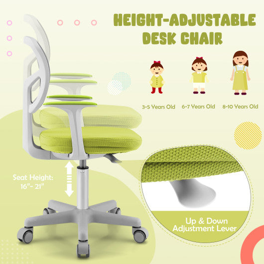 Adjustable Desk Chair with Auto Brake Casters for Kids-Green For Cheap