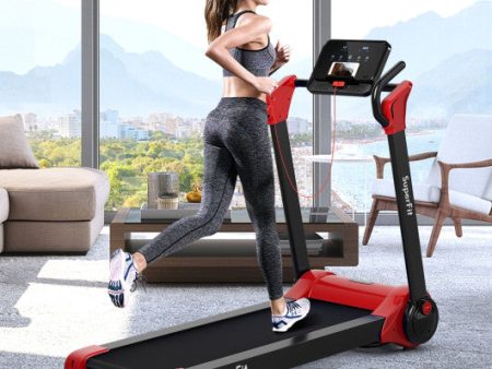 2.25 HP Electric Motorized Folding Running Treadmill Machine with LED Display-Red Sale